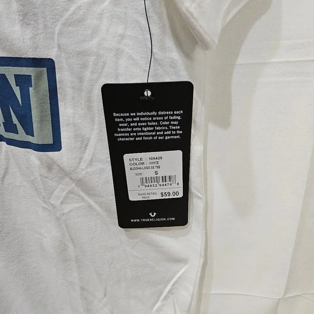 True Religion Shirt White Buddha Logo Small